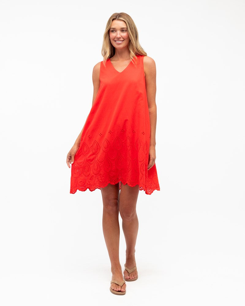 BRODERIE A LINE MINI DRESS