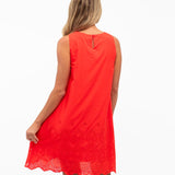 BRODERIE A LINE MINI DRESS