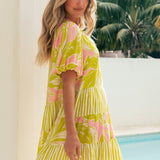 Tropical Stripe Shirt Dress