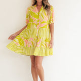 Tropical Stripe Shirt Dress