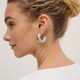 BOLD MACARONI LOOP GOLD PLATED EARRINGS - Silver