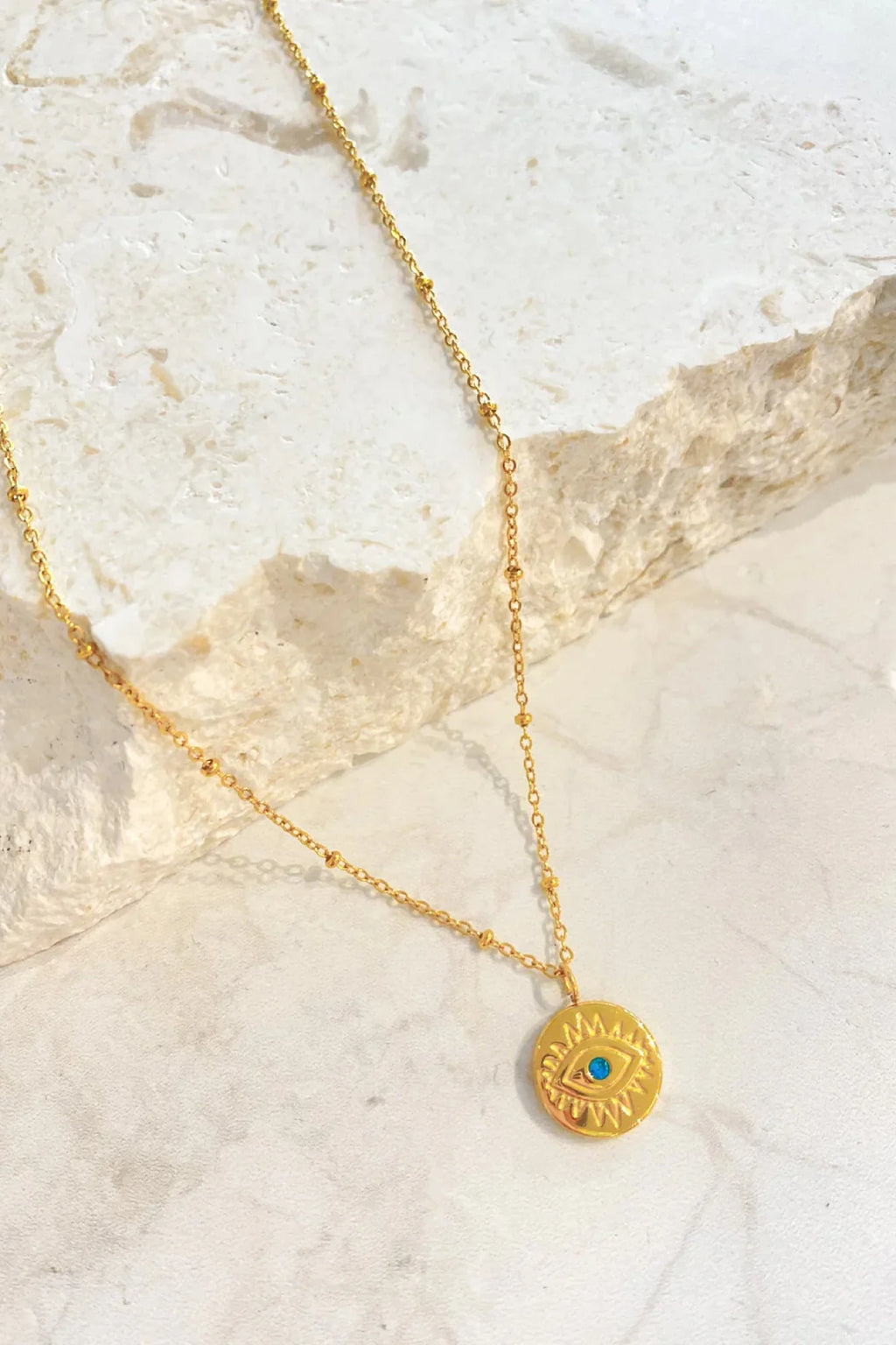 EVIL EYE 18K GOLD PLATED NECKLACE - Emerald
