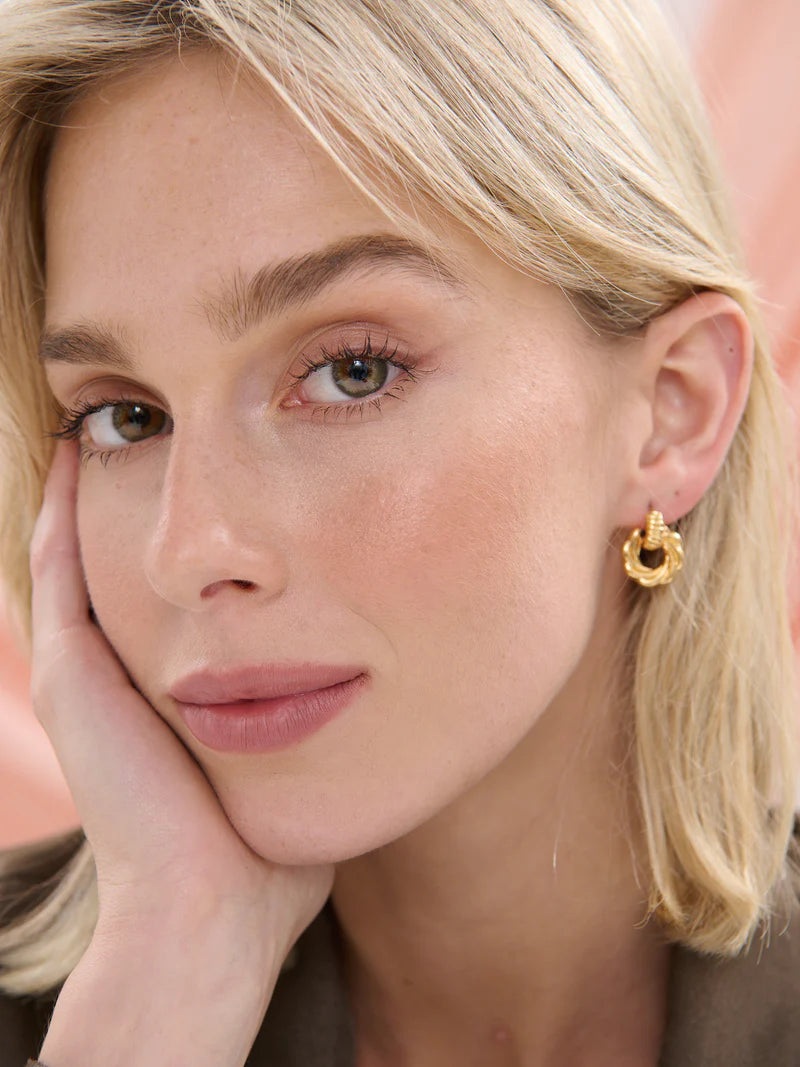 CIRCLE DROP 18K GOLD PLATED EARRINGS  - Gold