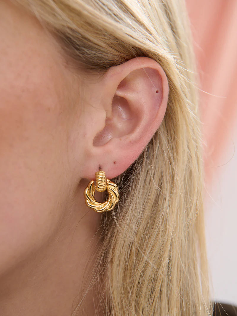 CIRCLE DROP 18K GOLD PLATED EARRINGS  - Gold