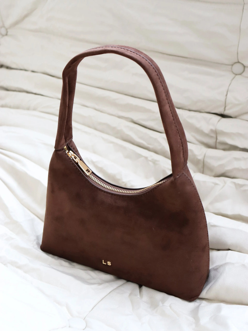 KATIE SHOULDER BAG - Suede Brown