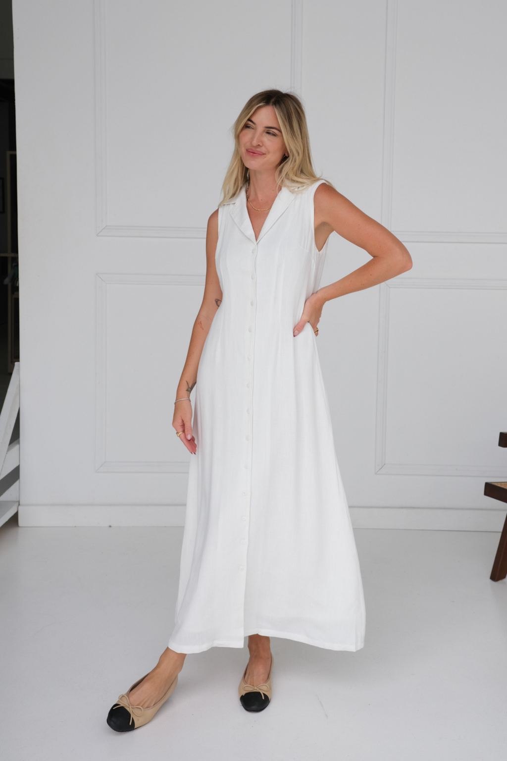 NORAH MIDI DRESS - Ivory