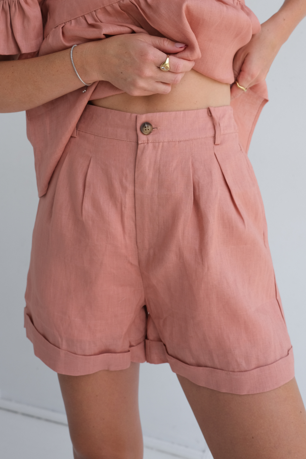 SPENCER LINEN SHORT - Terracotta