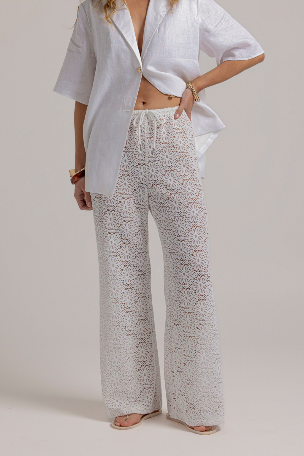 LARA LACE PANT - White