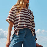 RELAX BOXY TEE - Brown Stripe