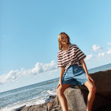 RELAX BOXY TEE - Brown Stripe