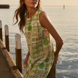 EMMETT TIE BACK SHIFT DRESS - Green Shell Patchwork