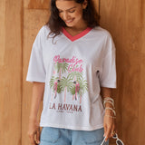 V-Neck Boxy Tee - Paradise Club Print