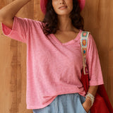 Aries V-Neck Top - Pink