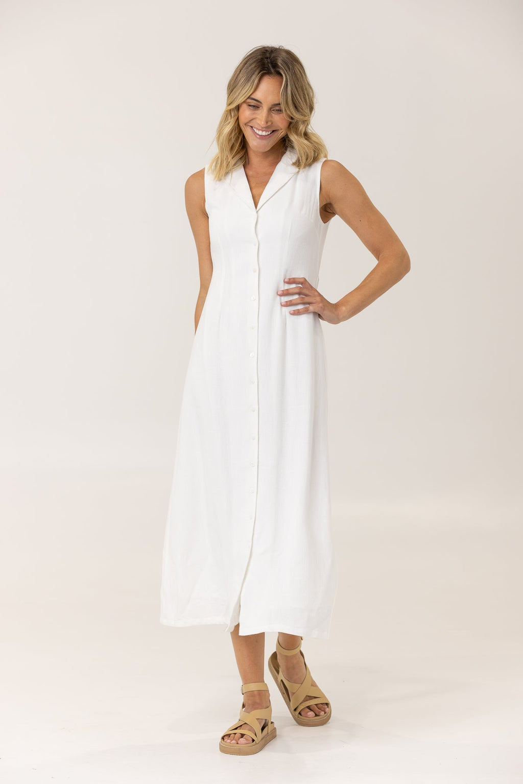 NORAH MIDI DRESS - Ivory