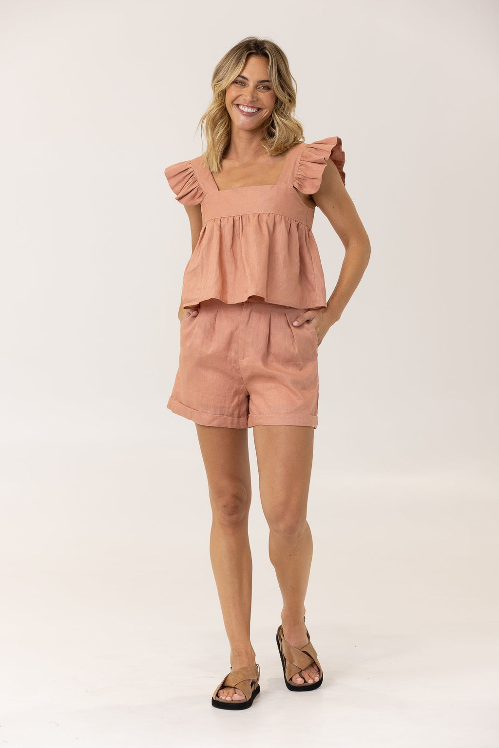 SPENCER LINEN SHORT - Terracotta