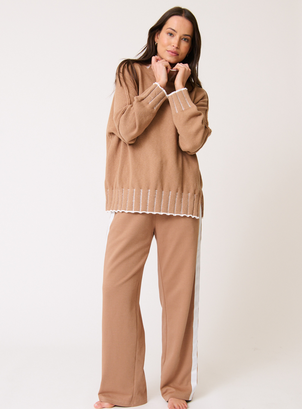 ROMY KNIT SWEATER - Fawn Stripe