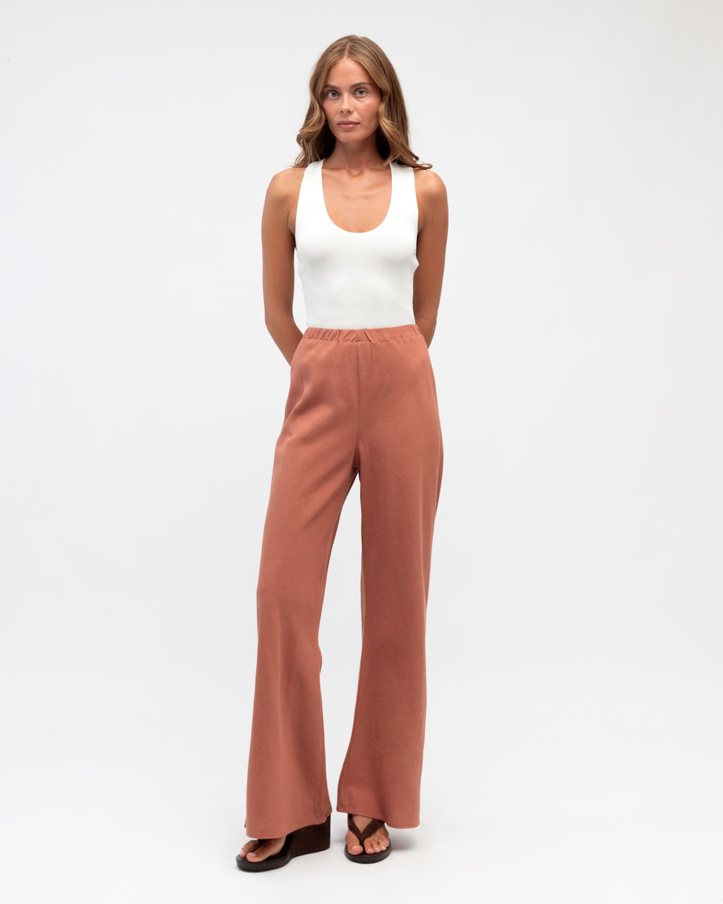 LOUISE DRAWSTRING PANTS - Terracotta