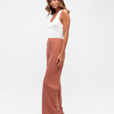 LOUISE DRAWSTRING PANTS - Terracotta