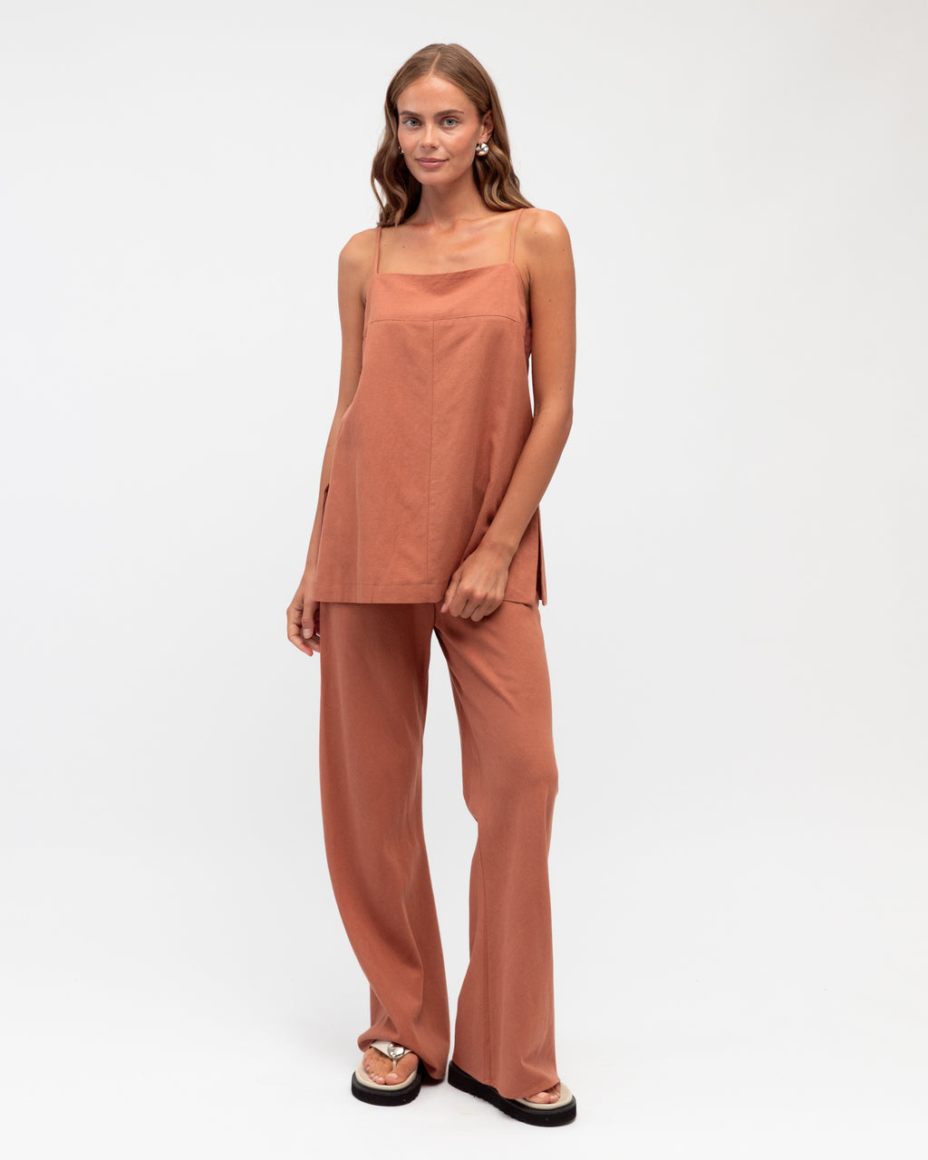 LOUISE LONGLINE TOP - Terracotta