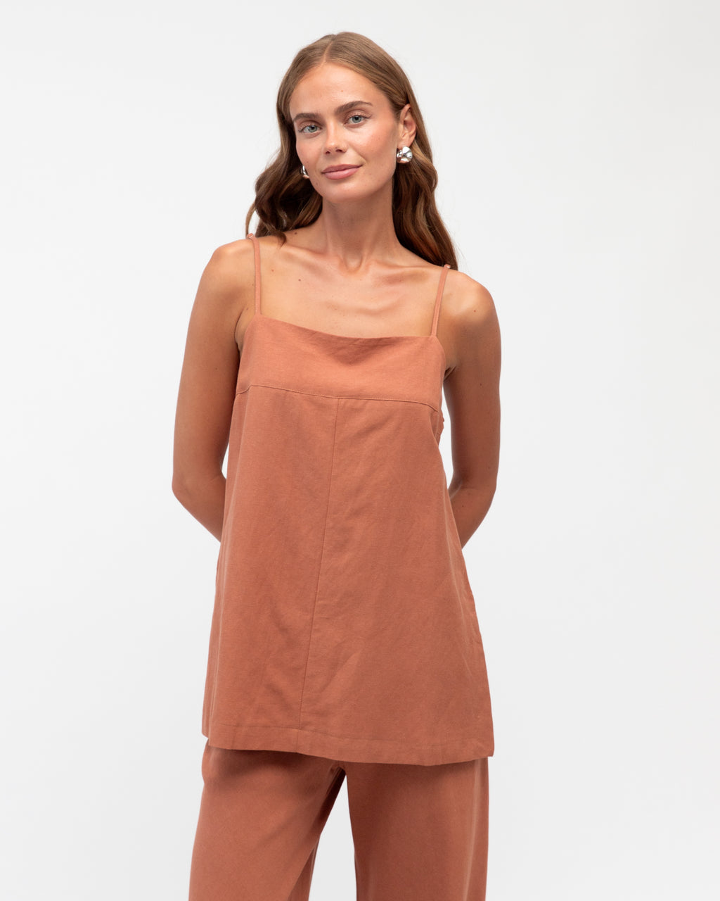 LOUISE LONGLINE TOP - Terracotta