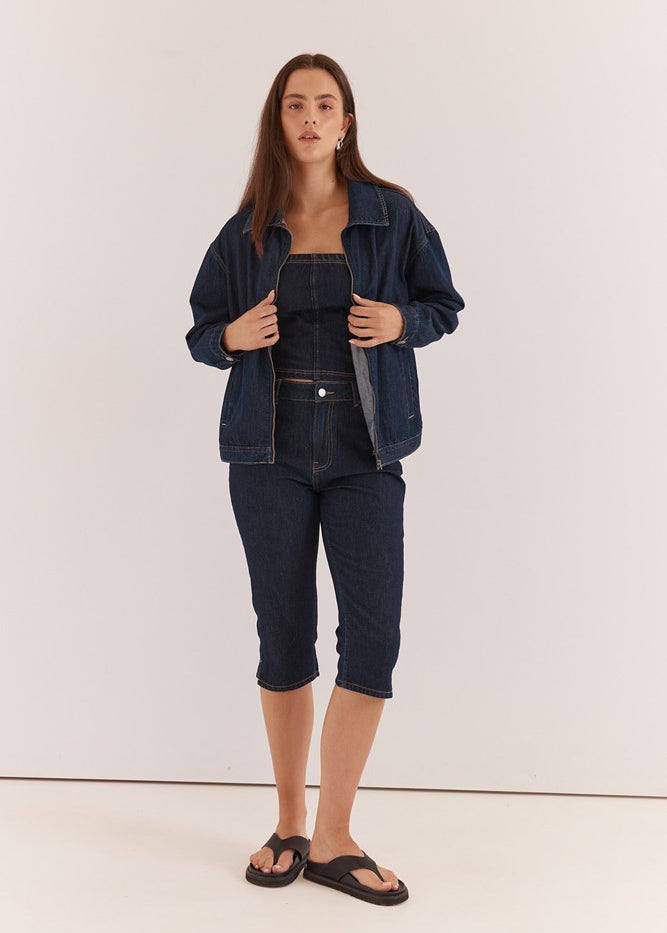 Kumi Zip Denim Jacket - Rinse Wash