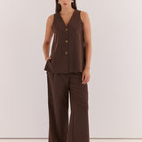 Nevra Side Panel Vest - Chocolate