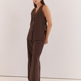 Nevra Side Panel Vest - Chocolate