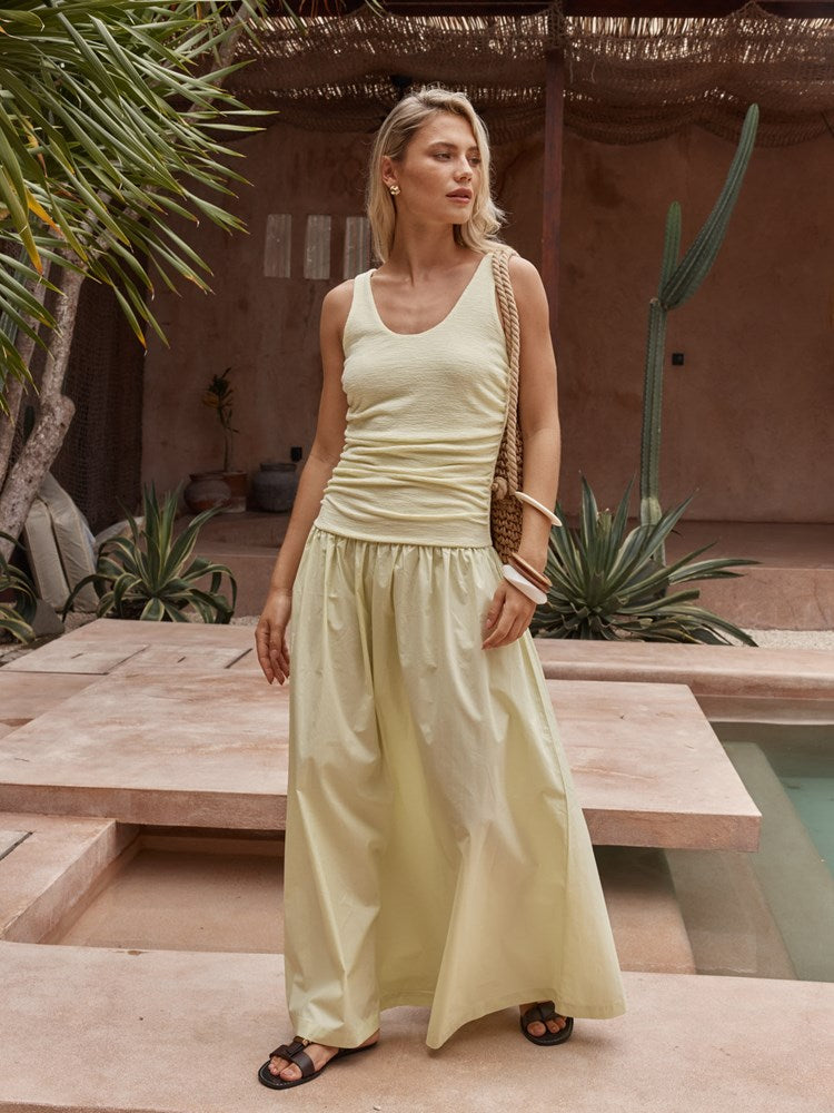 Sass Harris Ruched Dress in Lemon