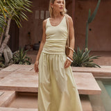 Sass Harris Ruched Dress in Lemon