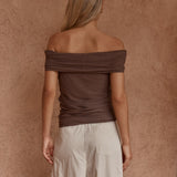 Jordan Off Shoulder Top - Chocolate