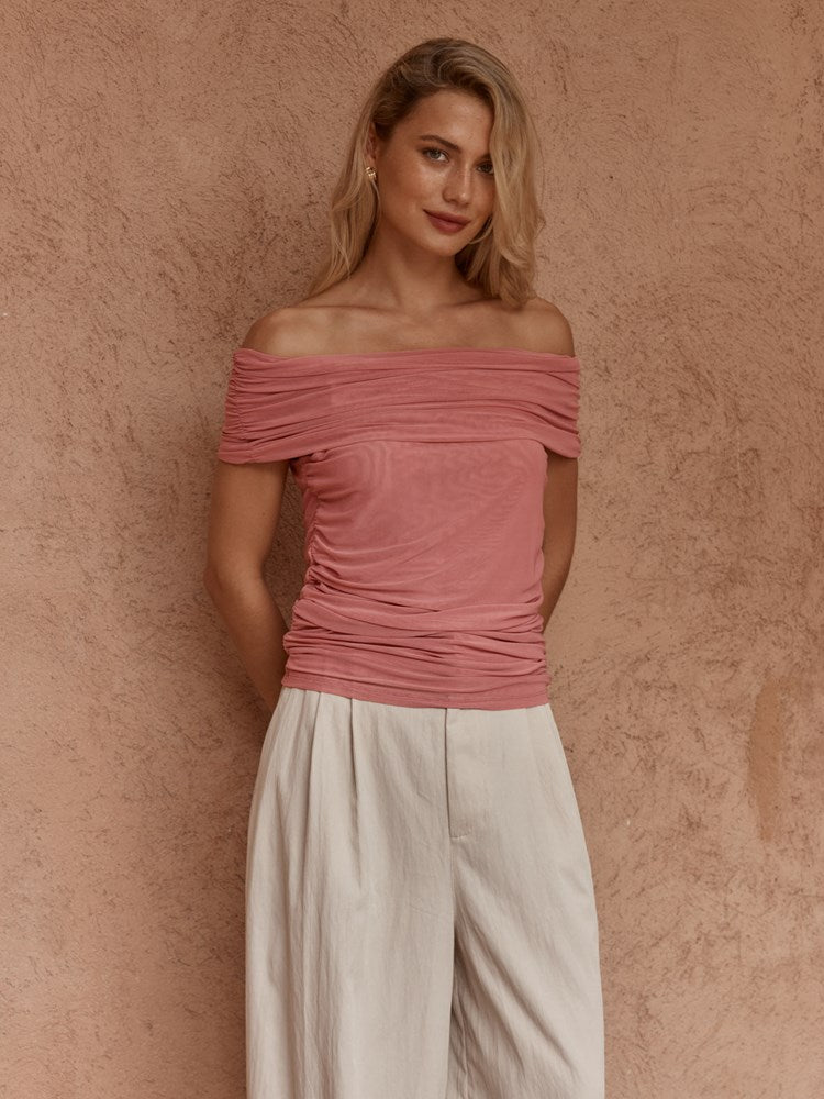 Sass Jordan Off Shoulder Top in Burnt Pink - view 2