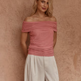 Sass Jordan Off Shoulder Top in Burnt Pink - view 2