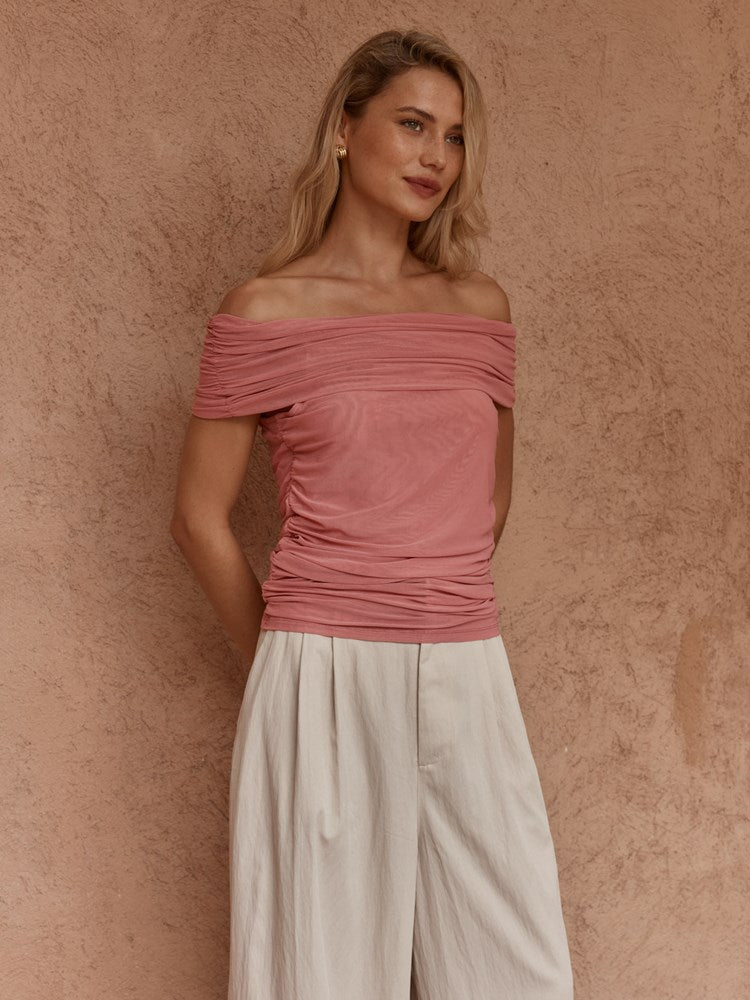 Sass Jordan Off Shoulder Top in Burnt Pink - view 3