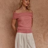 Sass Jordan Off Shoulder Top in Burnt Pink - view 3