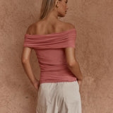 Jordan Off Shoulder Top - Burnt Pink
