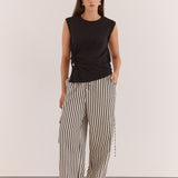 May Tie Waist Cargo - Black Cream