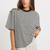 Jazel Slouch Stripe Tee - Black / White