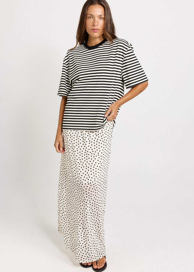 Jazel Slouch Stripe Tee - Black / White