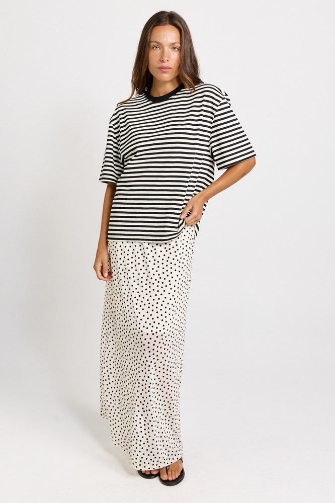 Jazel Slouch Stripe Tee - Black / White