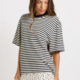 Jazel Slouch Stripe Tee - Black / White
