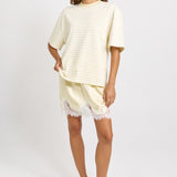Jazel Slouch Stripe Tee - Lemon / White