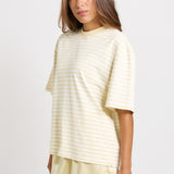 Jazel Slouch Stripe Tee - Lemon / White