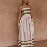 Sass Nea Spliced Strapless Dress in Neapolitan