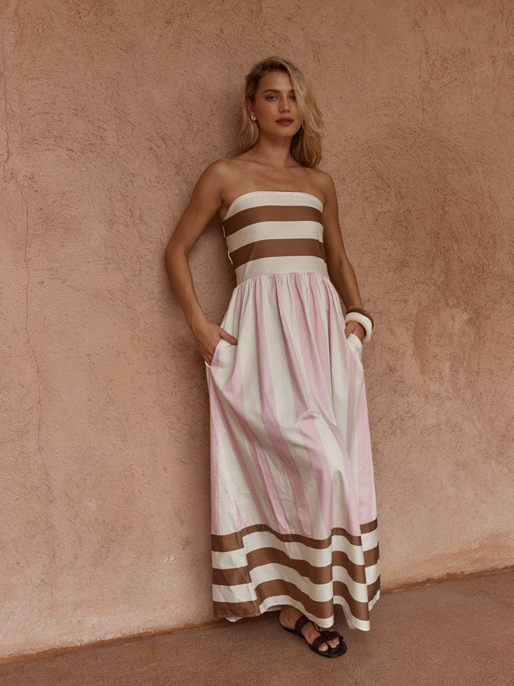 Sass Nea Spliced Strapless Dress in Neapolitan - view 2