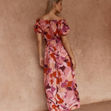 Jo Off Shoulder Dress - Peony Print