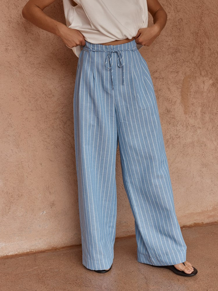 Sass Beth Tailored Pant in Blue White