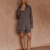 Sass Marmo Stripe Short in Choc Stripe - view 2