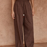 Sass Bellie Embroidered Pant in Chocolate