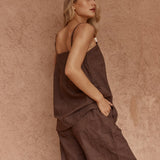 Sass Bellie Embroidered Pant in Chocolate - view 2