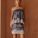 Sass Benson Lace Trim Tube Top in Bandana Print